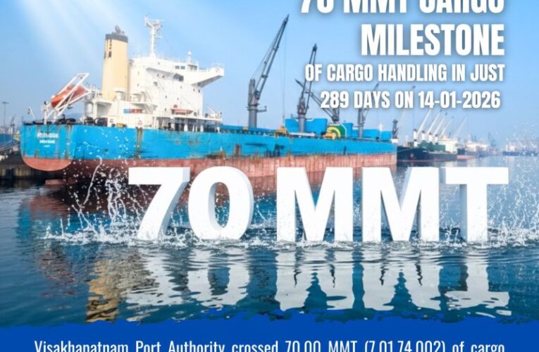Historic milestone for Vizag Port: Fastest-ever 70 MMT cargo  throughput achieved in 289 days
